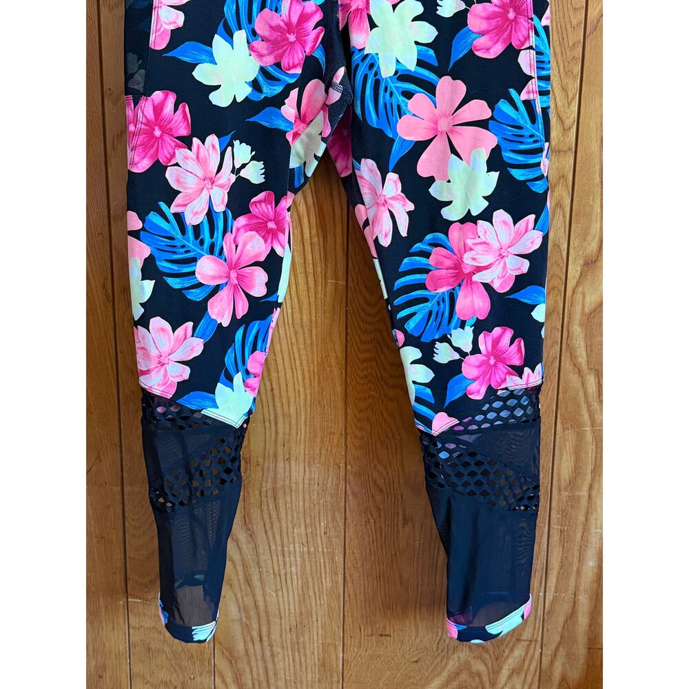 PINK Victoria's Secret Tropical Floral Mesh Leggings  L - Picture 8 of 12